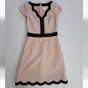 Kate Spade Scallop Detail Short Sleeve Dress In Cameo Pink, Size 0